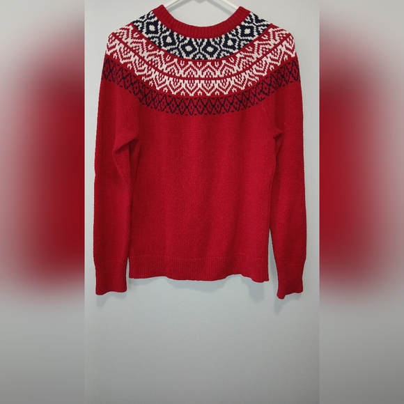 Chaps red fair isle geometric sweater women's size M timeless classic - Picture 2 of 7